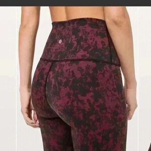 Lululemon Wunder Under Hi-Rise Tight Scatter Blossom Jacquard Garnet Black sz 4